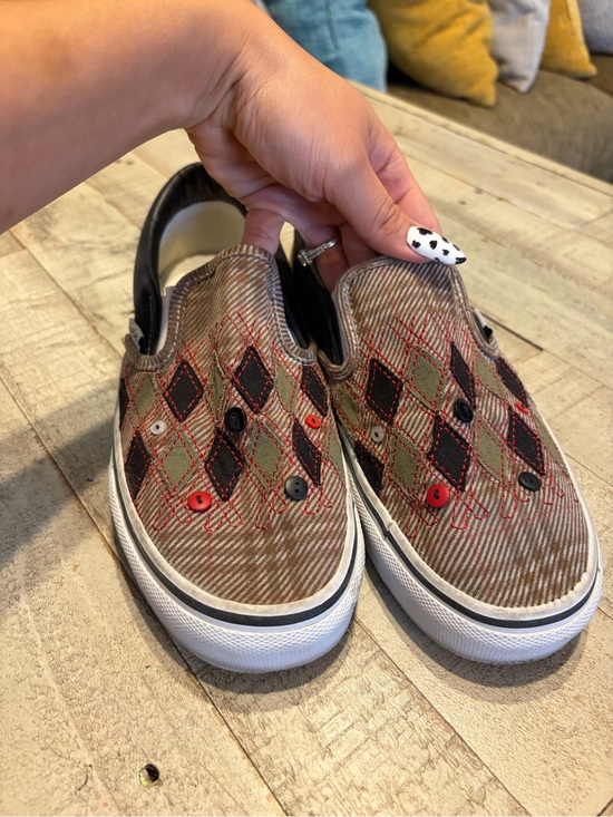 Skechers Shoes - Skechers Slip-On Sneakers in Brown, Black & Red Argyle